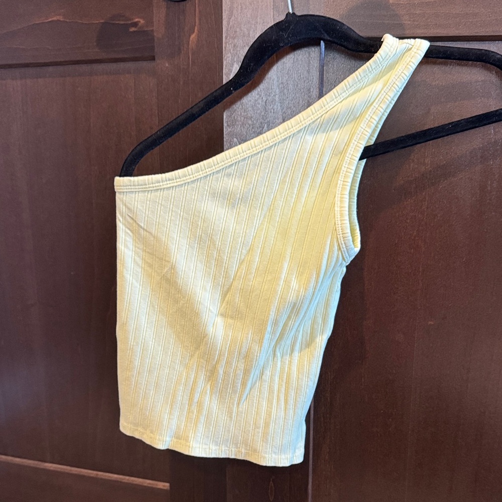 American Eagle Outfitters One-Shoulder Yellow Crop Top